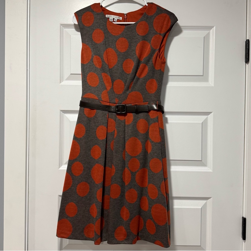 Maggy London Charcoal Dress with Dots - Picture 3 of 11